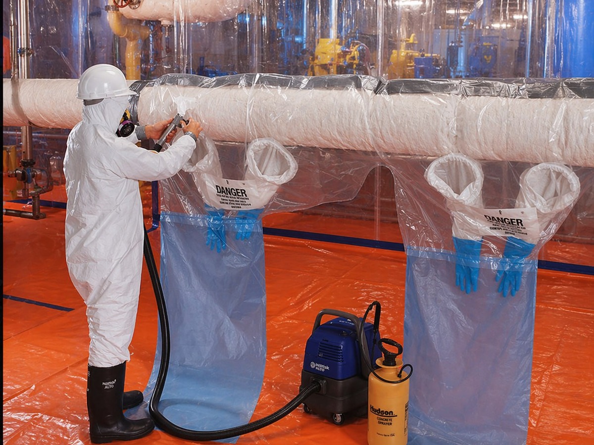 Commercial pipe insulation before removal